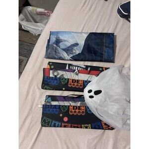 3 Halloween Plastic Backdrops w/ Light-Up Ghost, Skull Pattern, Multicolor